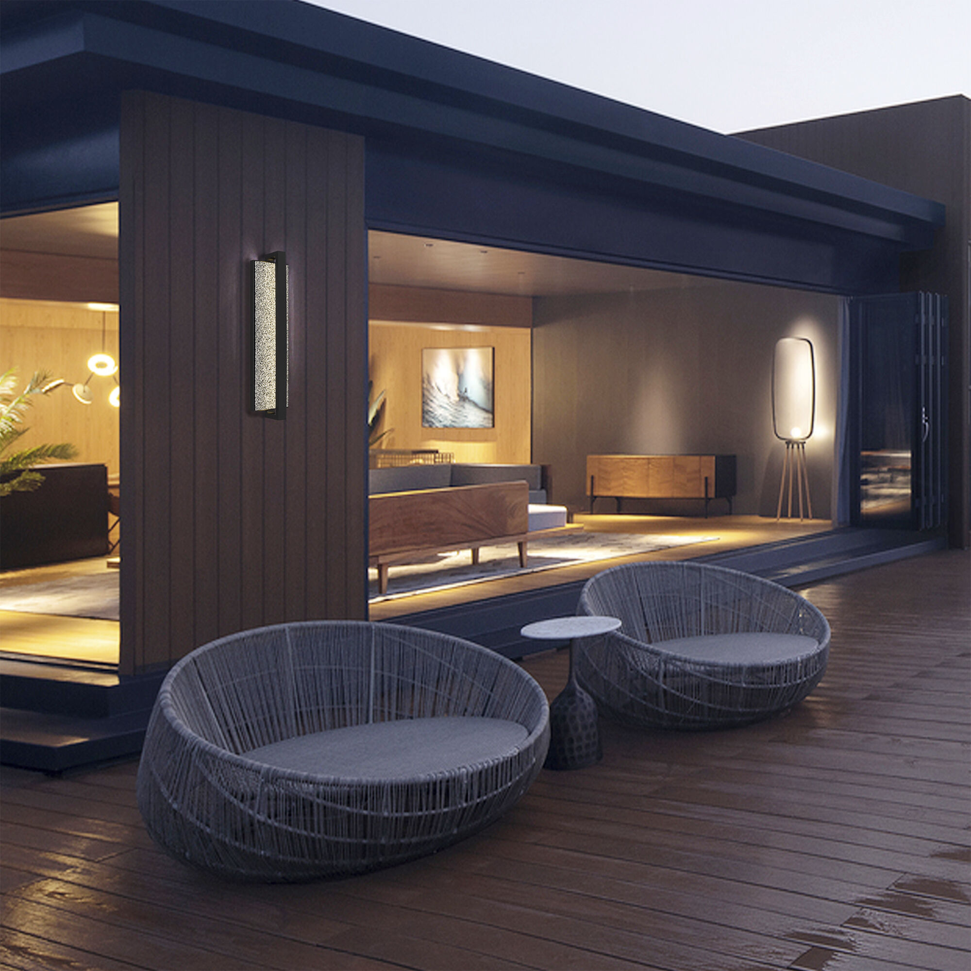 Seafoam LED 26 inch Sand Black Outdoor Wall Sconce